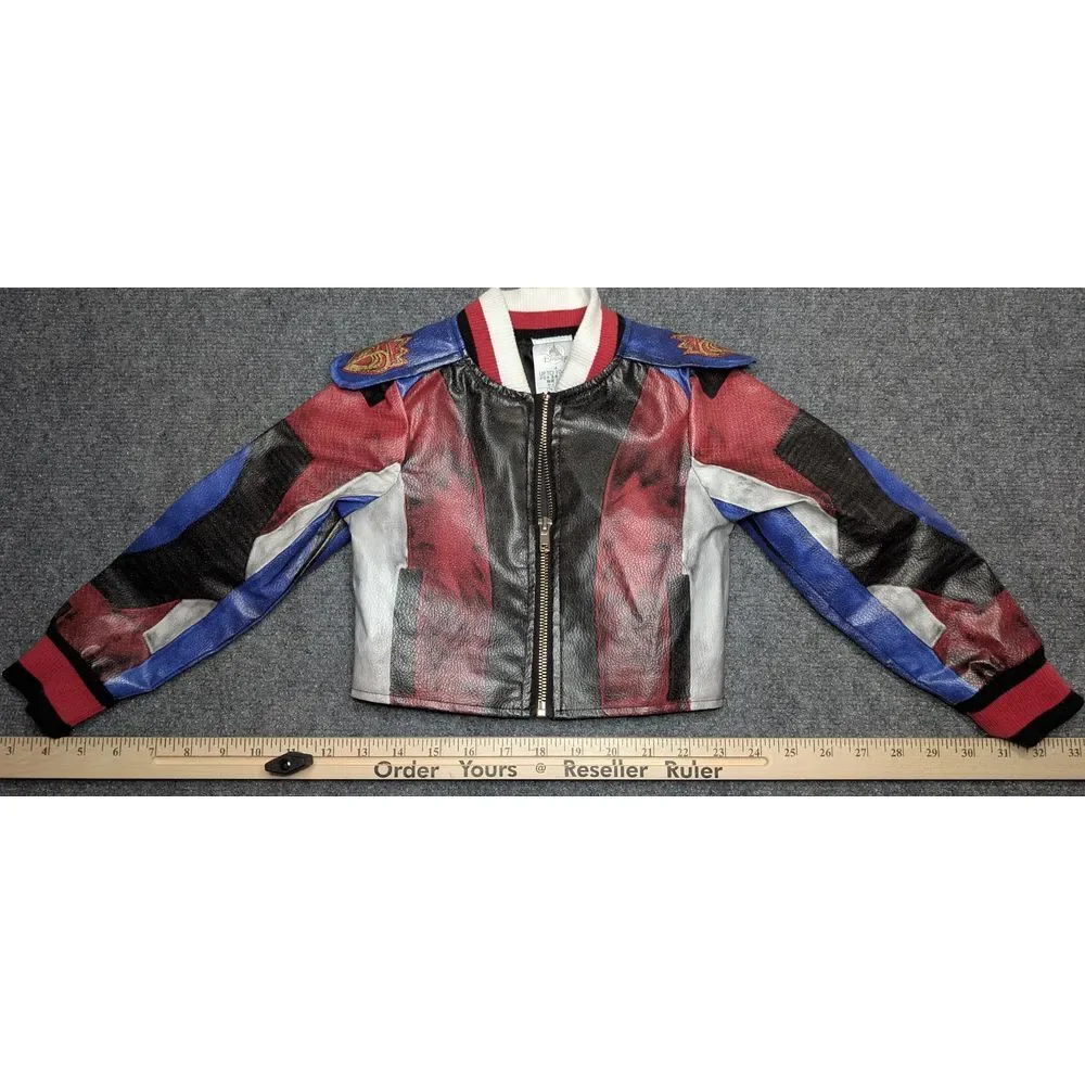 Evie Descendants 3 Girls Bomber Jacket Multicolor Zip Pocket Costume Size 4 Kids